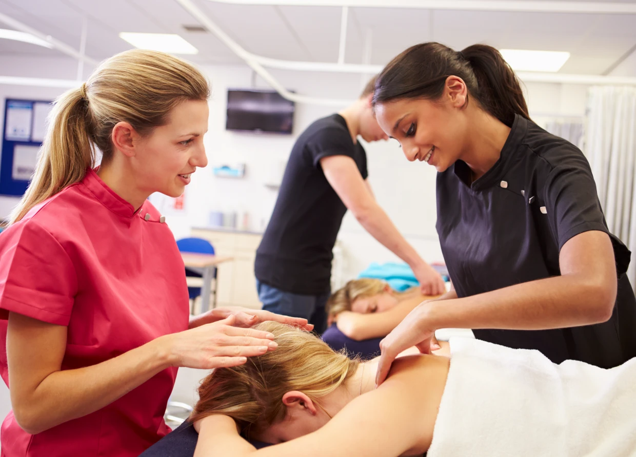 Group massage therapy session
