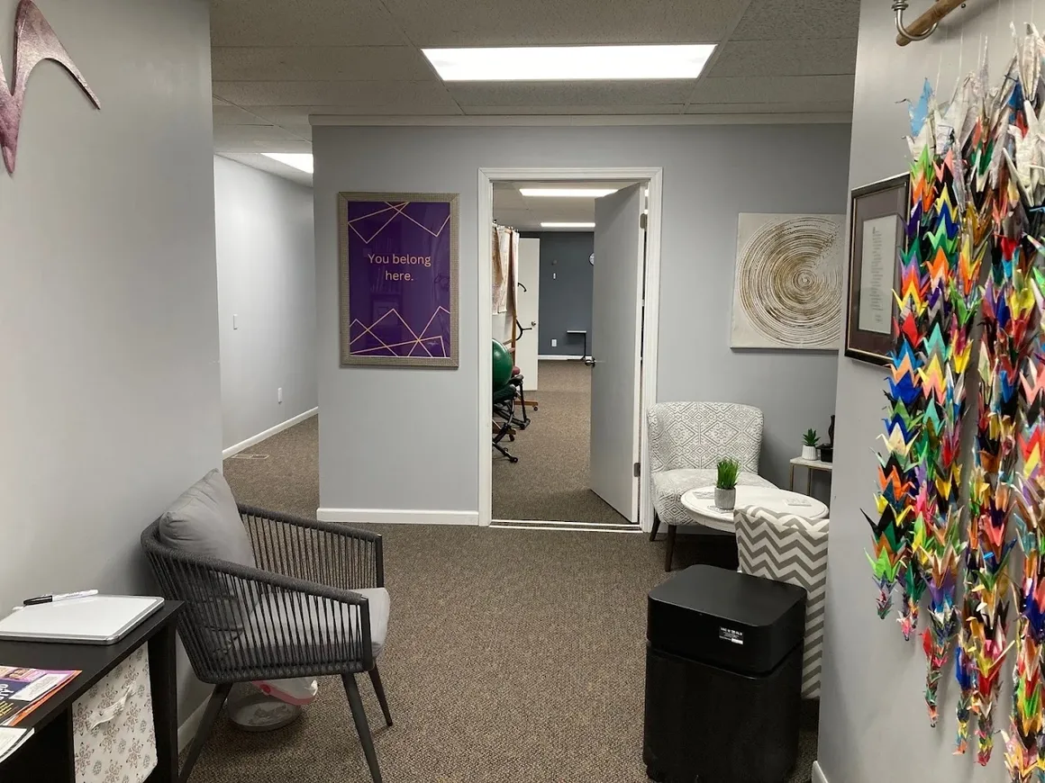 Modern office interior with artwork